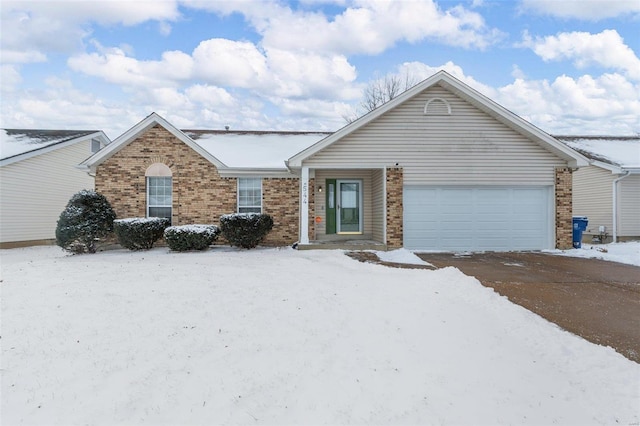 single story home with a garage