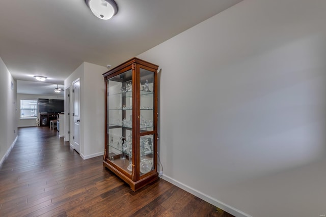 hall featuring dark hardwood / wood-style flooring