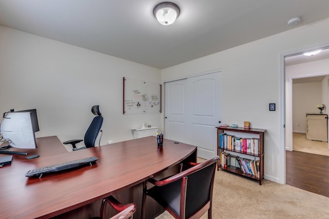 view of carpeted office space