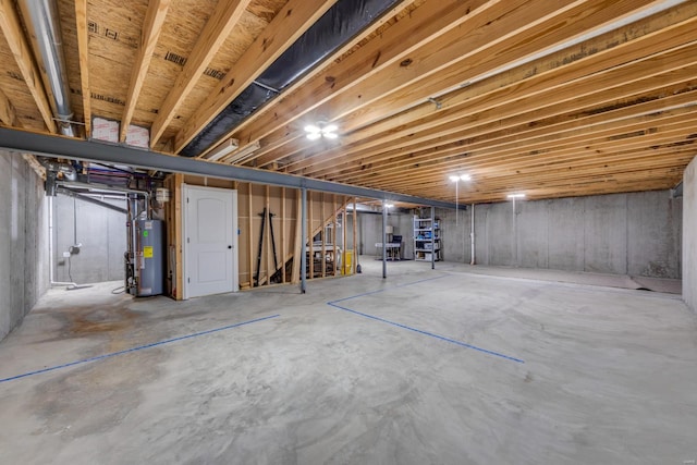 basement with water heater