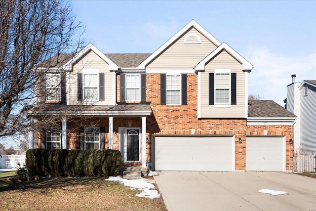 view of front of property featuring a garage