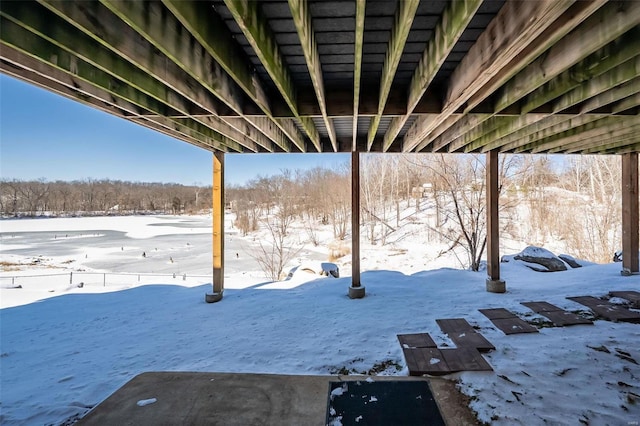 view of yard covered in snow