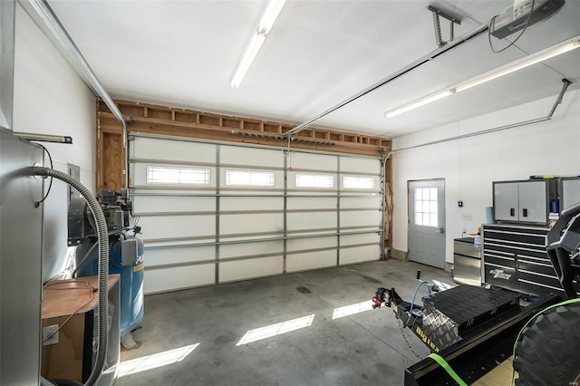 garage with a garage door opener