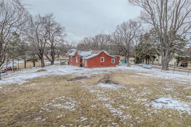 view of yard covered in snow