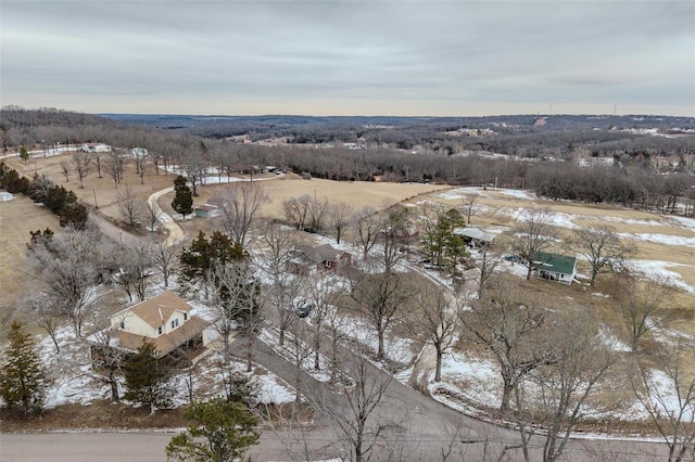 snowy aerial view with a rural view