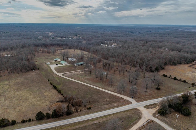 aerial view featuring a rural view