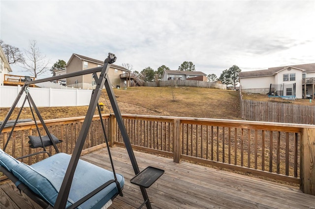 deck featuring a fenced backyard