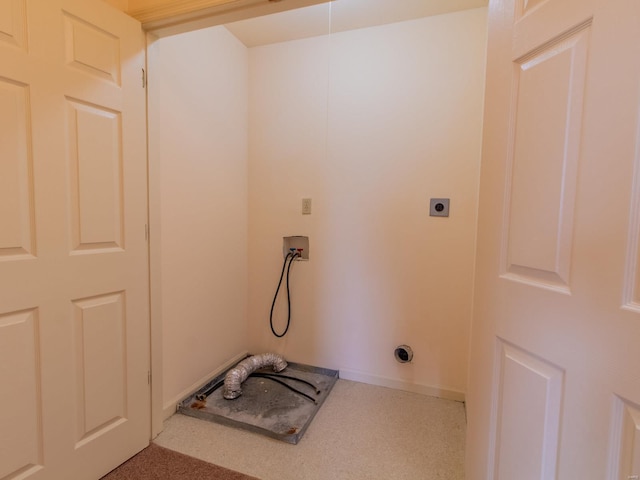 laundry area with laundry area, washer hookup, electric dryer hookup, and baseboards