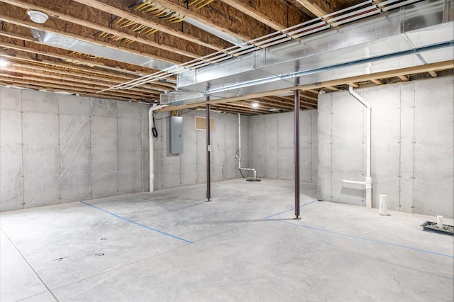 basement with electric panel