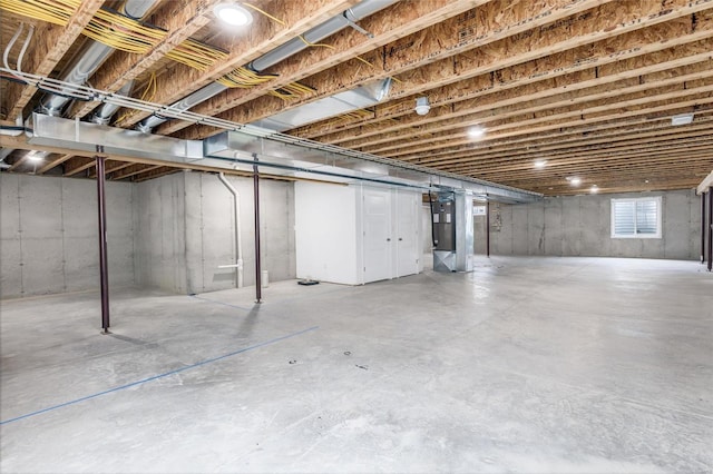 basement with heating unit