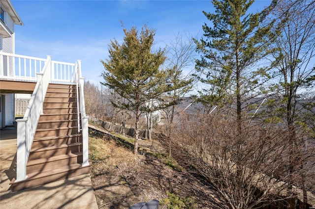 view of yard featuring stairs