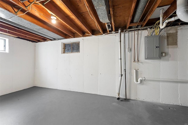 basement with electric panel