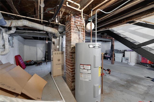 utility room featuring electric water heater