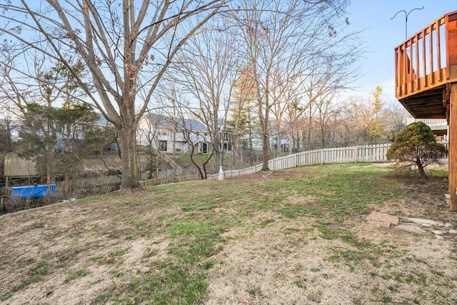 view of yard featuring fence private yard and a residential view