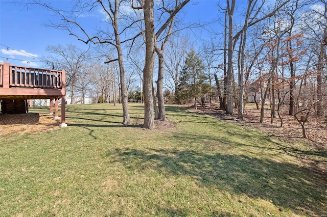 view of yard featuring a deck