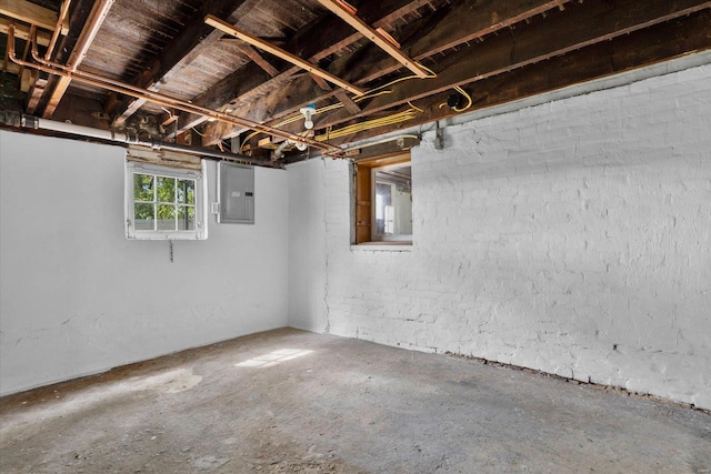 basement with electric panel