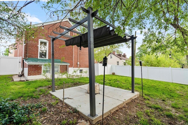 view of patio featuring a fenced backyard and a pergola