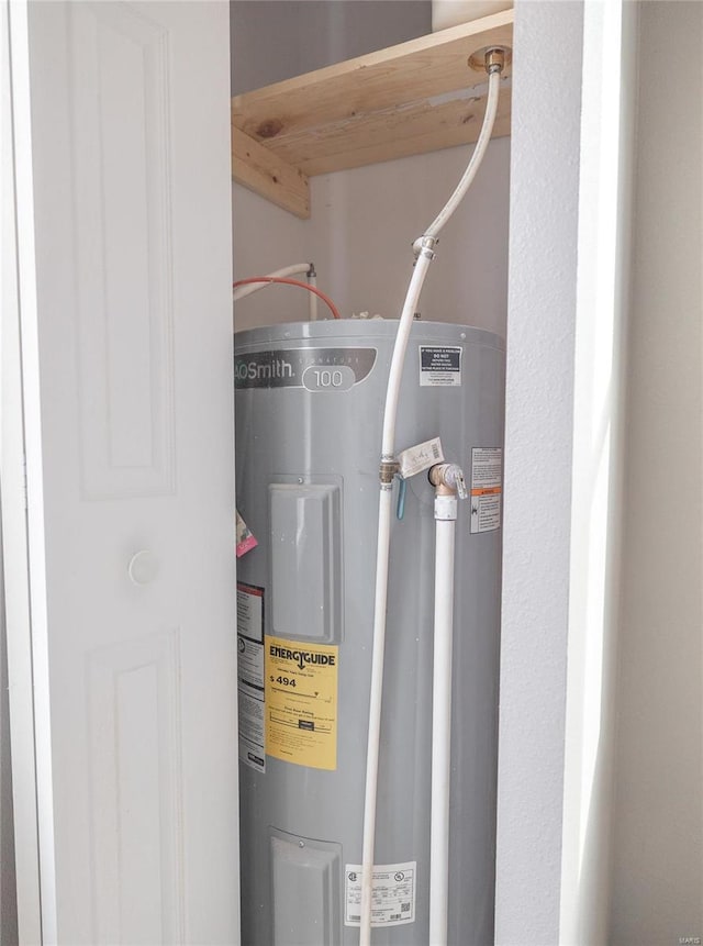 utility room featuring water heater