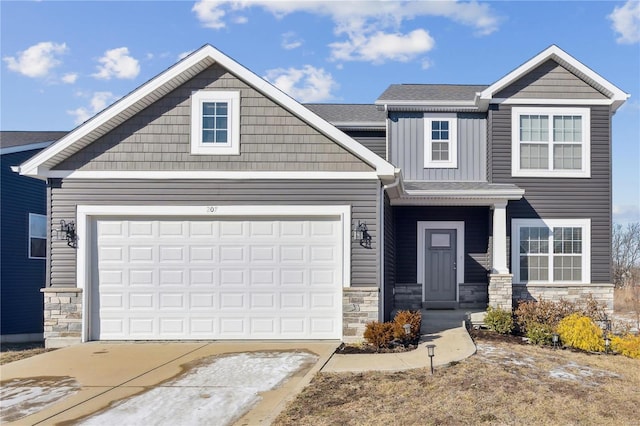 craftsman-style house featuring a garage