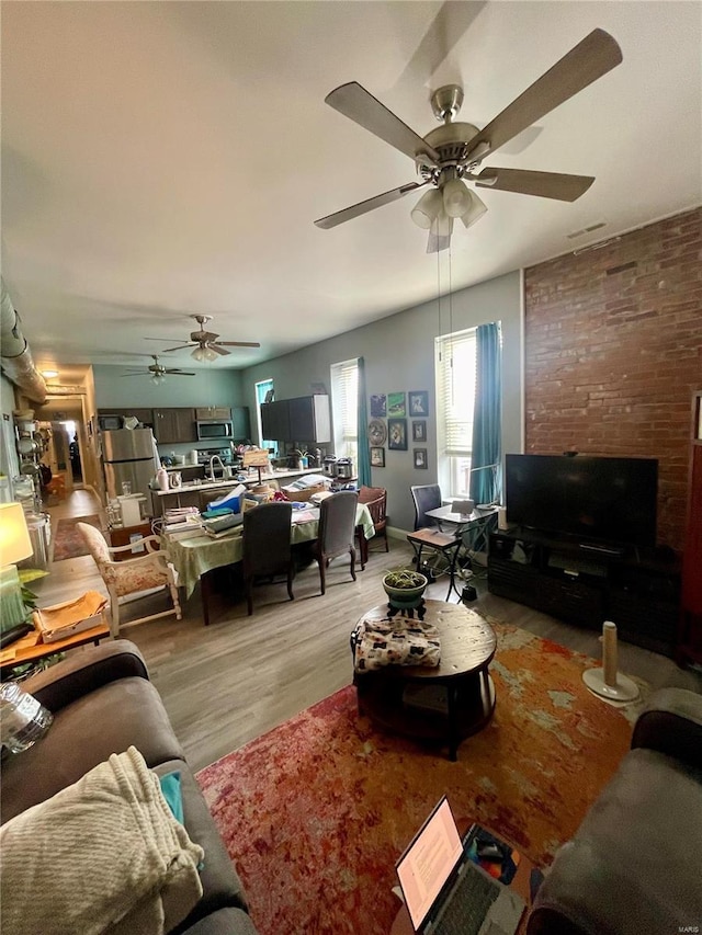 living room featuring light hardwood / wood-style floors