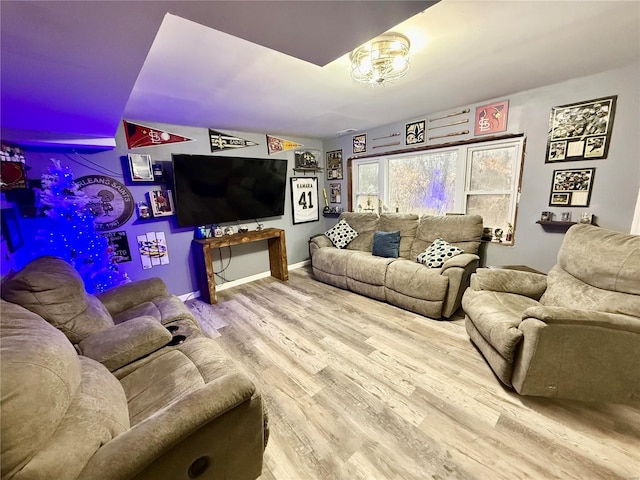 living room with hardwood / wood-style flooring