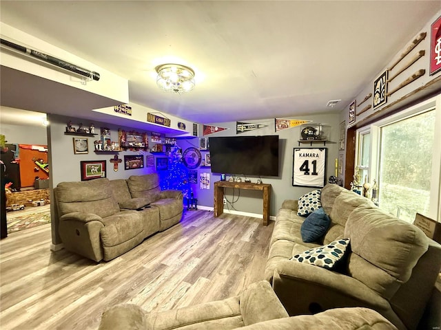 living room with hardwood / wood-style floors