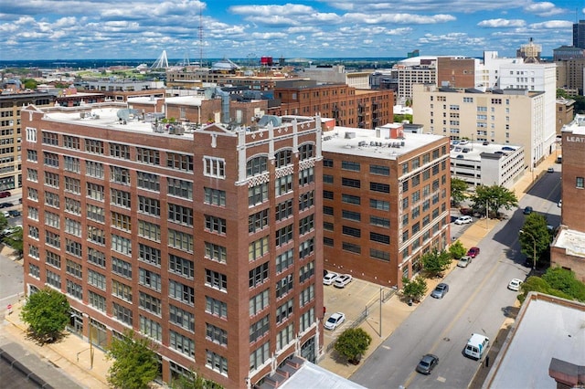 bird's eye view with a city view