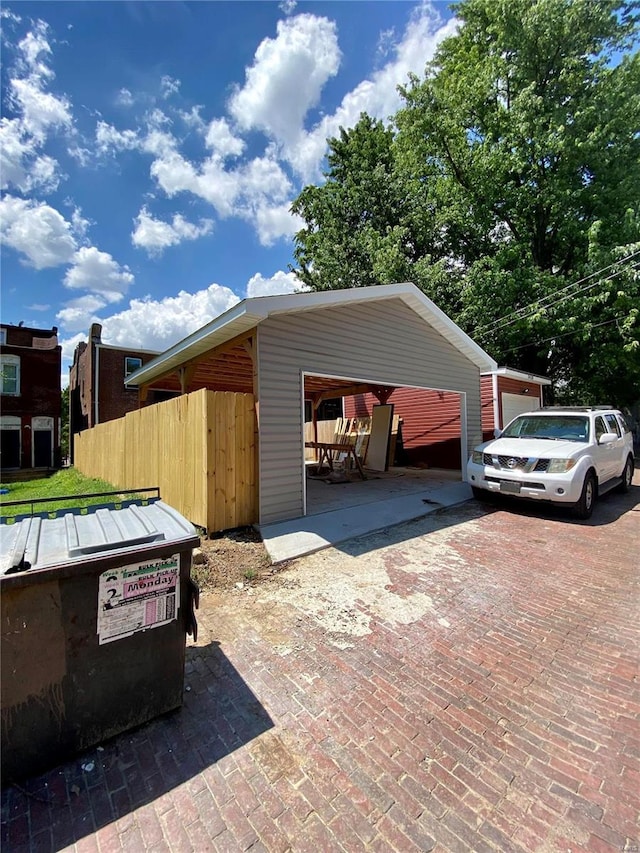 view of detached garage