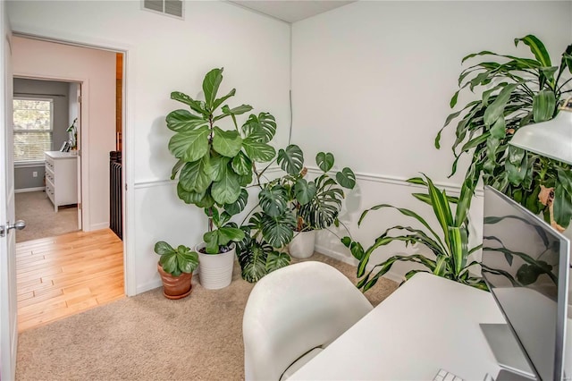 interior space featuring carpet flooring