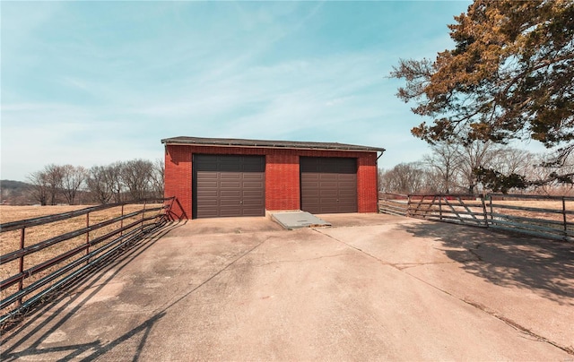 detached garage with fence