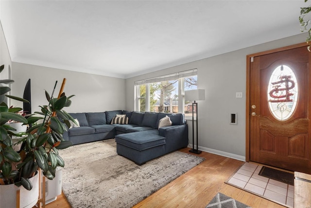 living room featuring light wood-type flooring