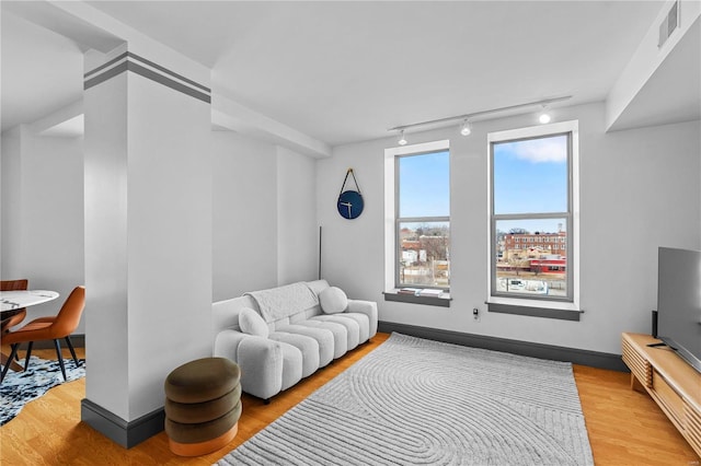 living room featuring light hardwood / wood-style flooring