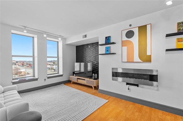 living room featuring wood-type flooring