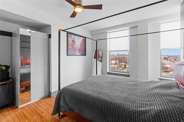 bedroom with light wood-type flooring