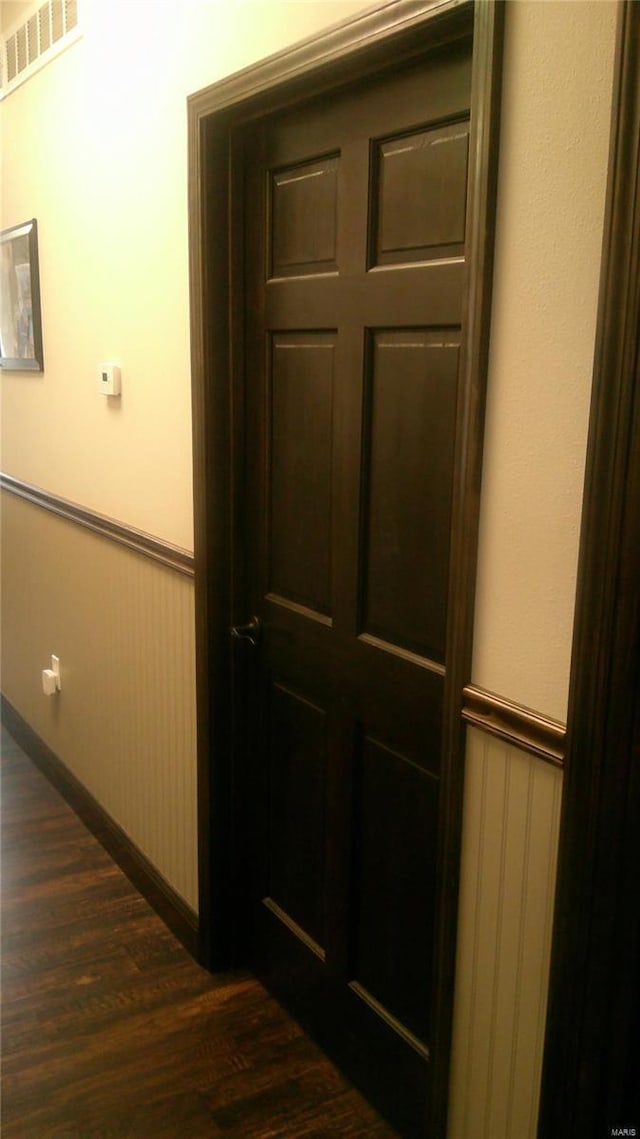 hall featuring dark hardwood / wood-style flooring