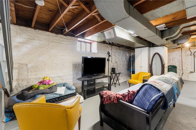 living room with concrete flooring