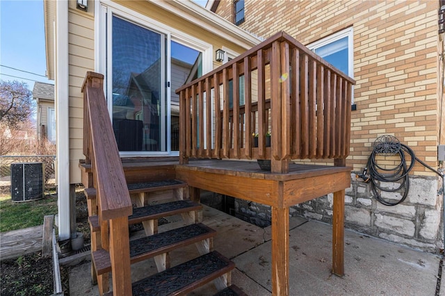 wooden terrace with cooling unit