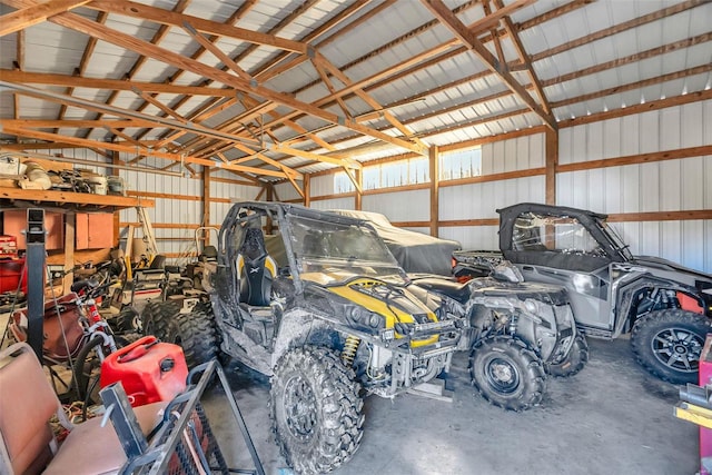 garage featuring metal wall