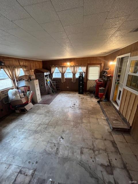 interior space with wooden walls