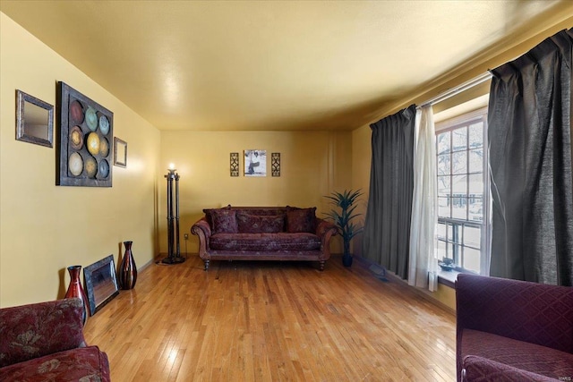 living room featuring light wood-style floors