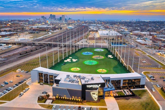 bird's eye view with a city view