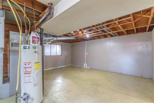 basement with water heater