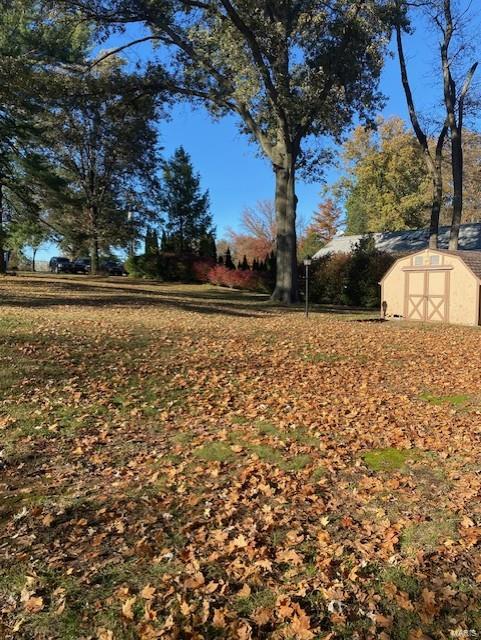 view of yard with a shed and an outdoor structure