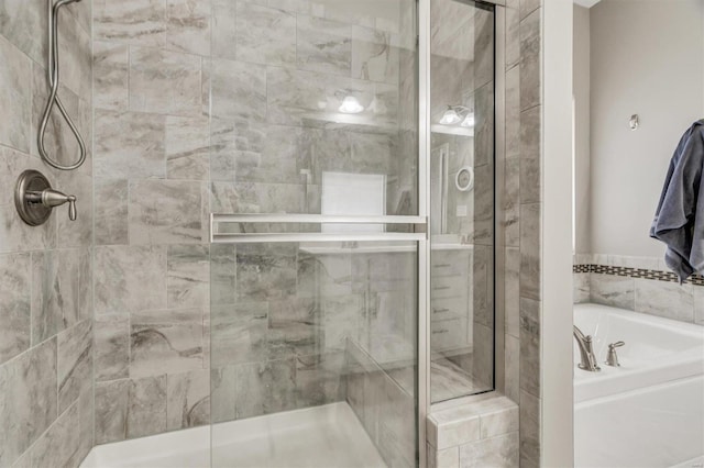 bathroom with plus walk in shower