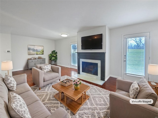 living room featuring wood-type flooring