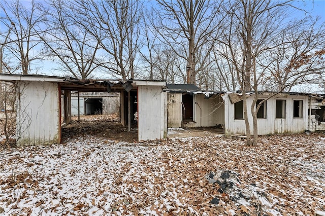 view of snow covered structure