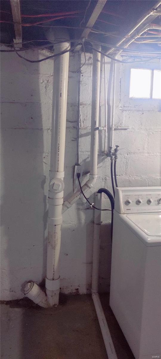 below grade area with washer / clothes dryer