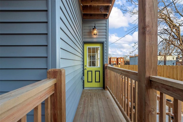 doorway to property with a balcony