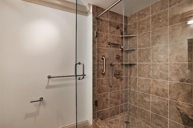 bathroom featuring a stall shower