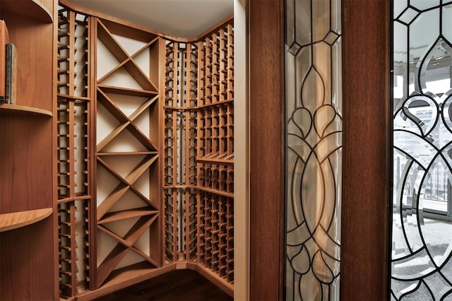 wine cellar with wood finished floors